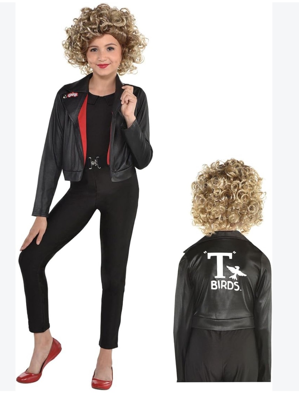 Grease Greaser Sandy Kids Halloween Costume - Black NEW L T-Birds